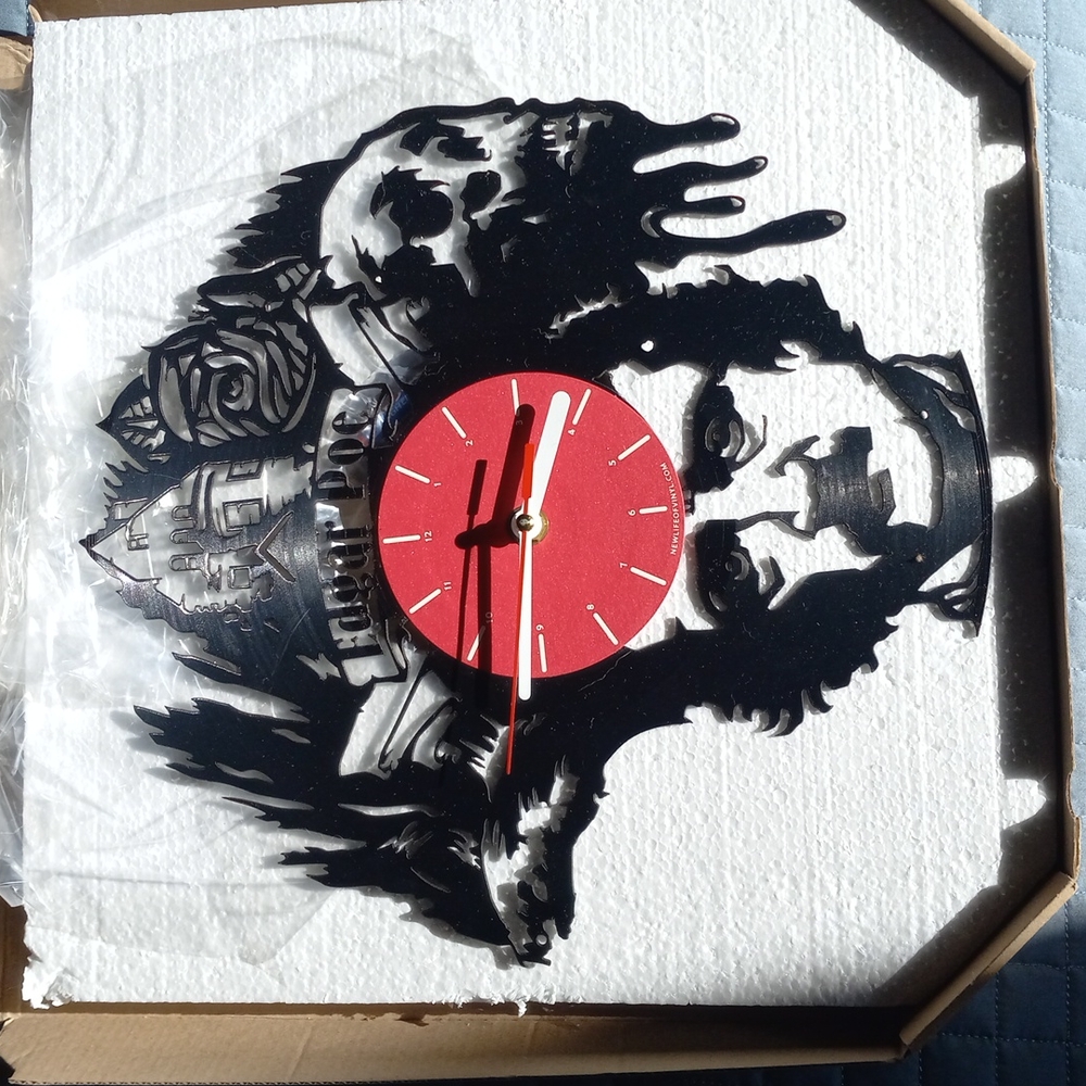 Edgar Allen Poe repurposed record clock